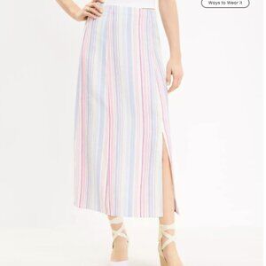 LOFT - Striped Side Slit Midi Skirt size 8